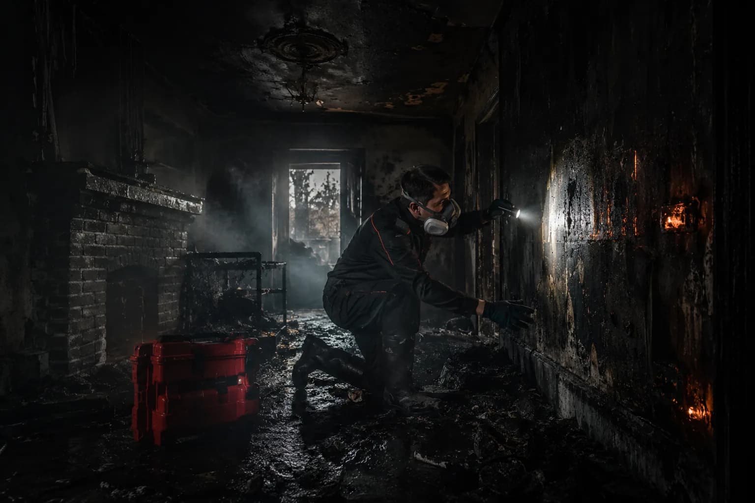 Fire and smoke damage restoration after a house fire