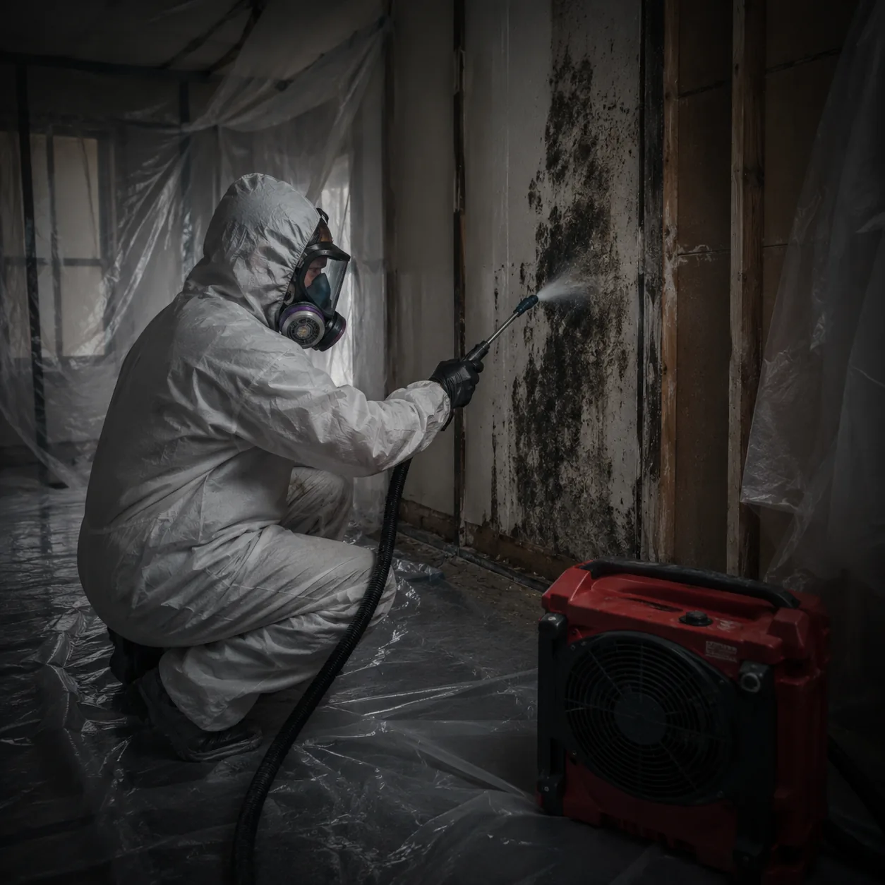 Mold remediation with HEPA filtration and containment