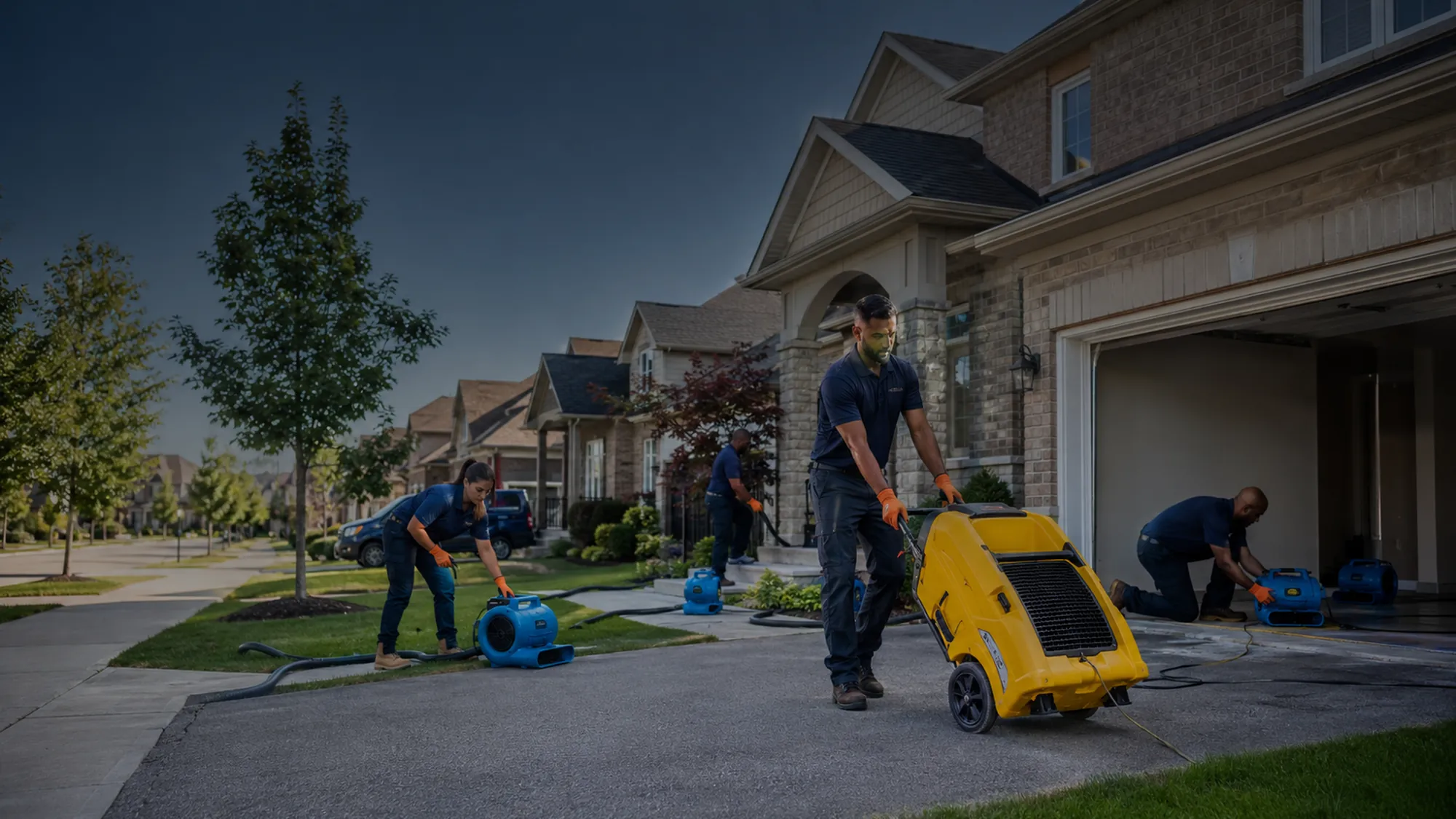 Restoration crew working on a residential cleanup in Ajax, Ontario