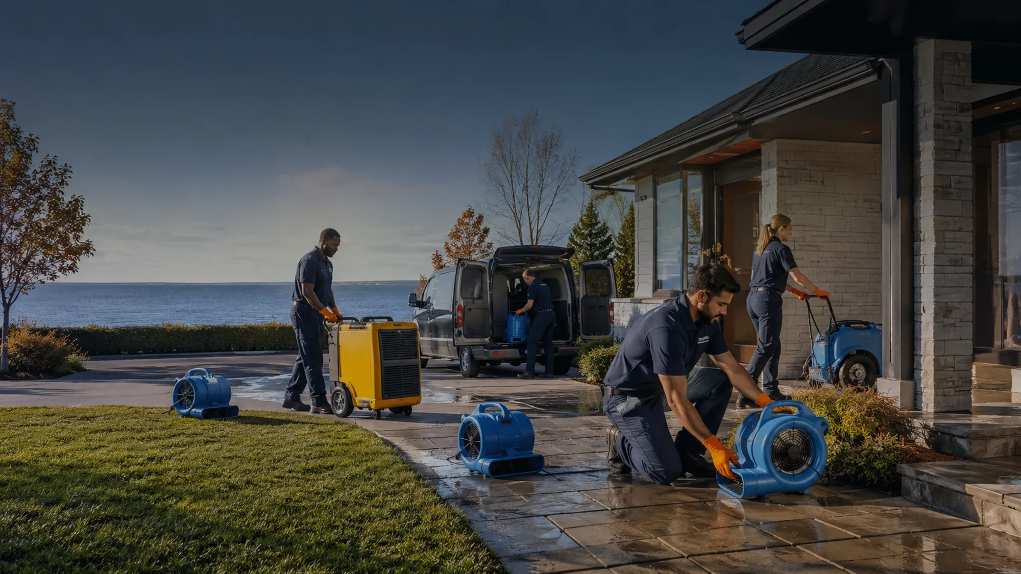 Restoration crew responding to property damage in Burlington, Ontario