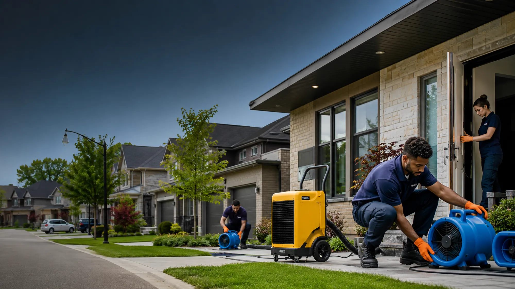 Restoration crew responding to property damage in Markham, Ontario