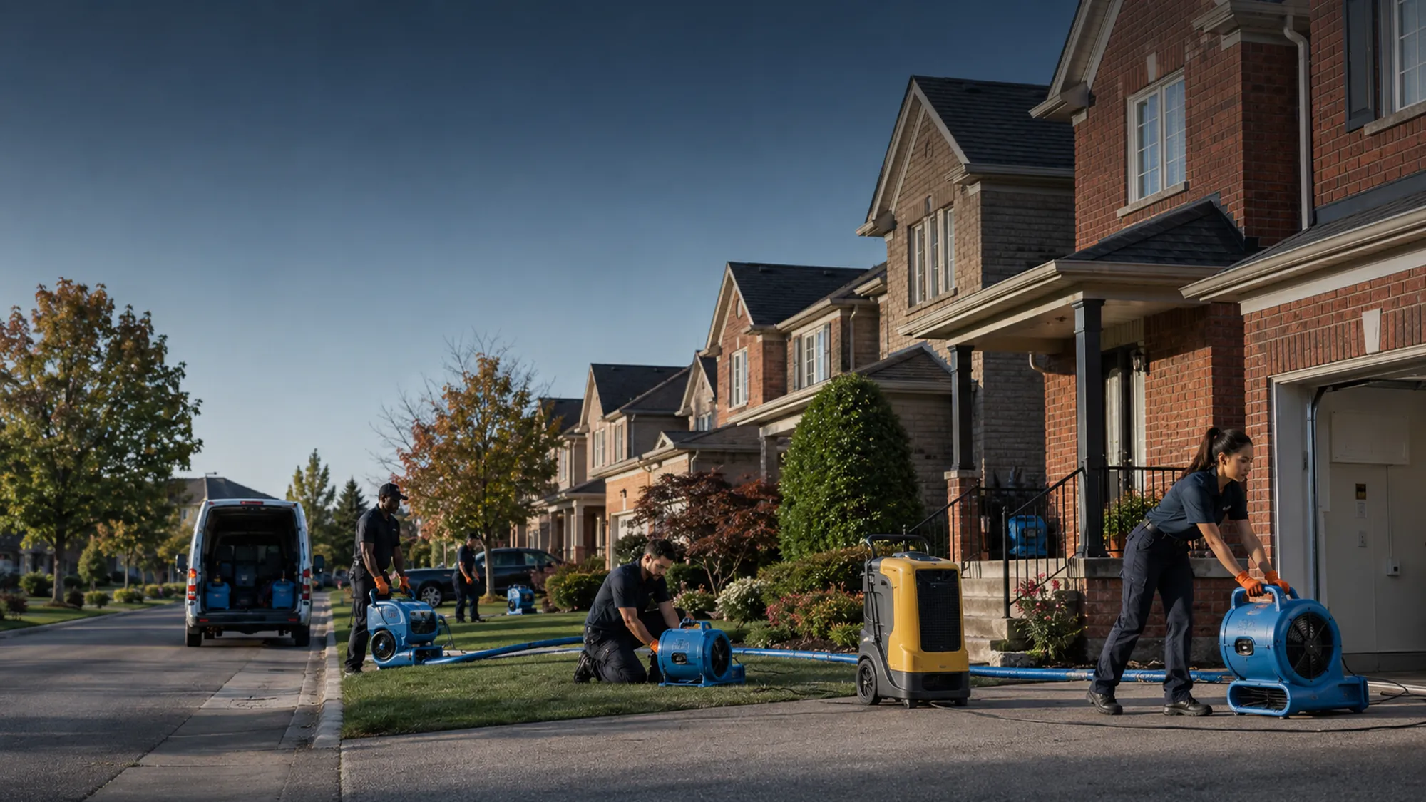 Restoration crew working on a residential cleanup in Scarborough, Ontario