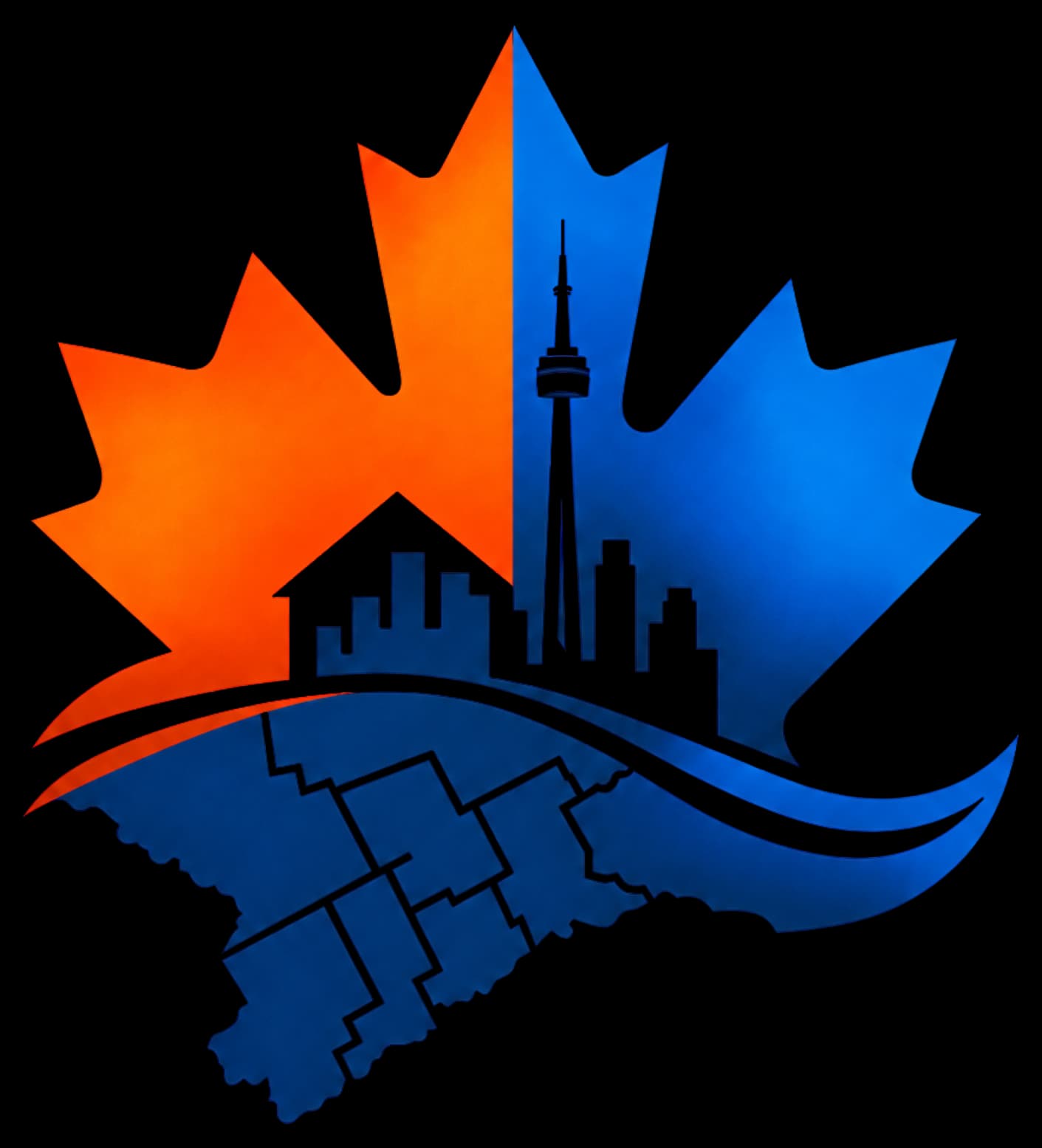 Restoration Services GTA maple leaf emblem with Toronto skyline