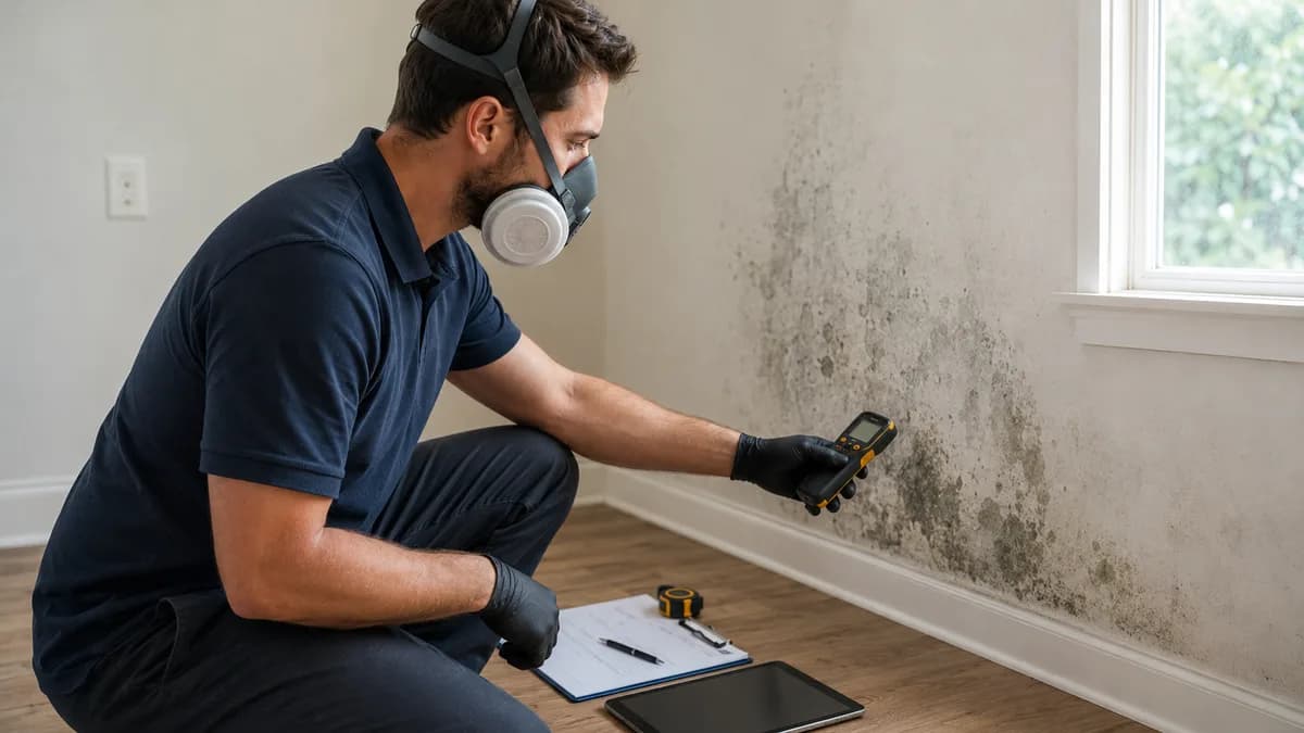 Hidden mould revealed behind removed drywall in a Toronto basement wall cavity