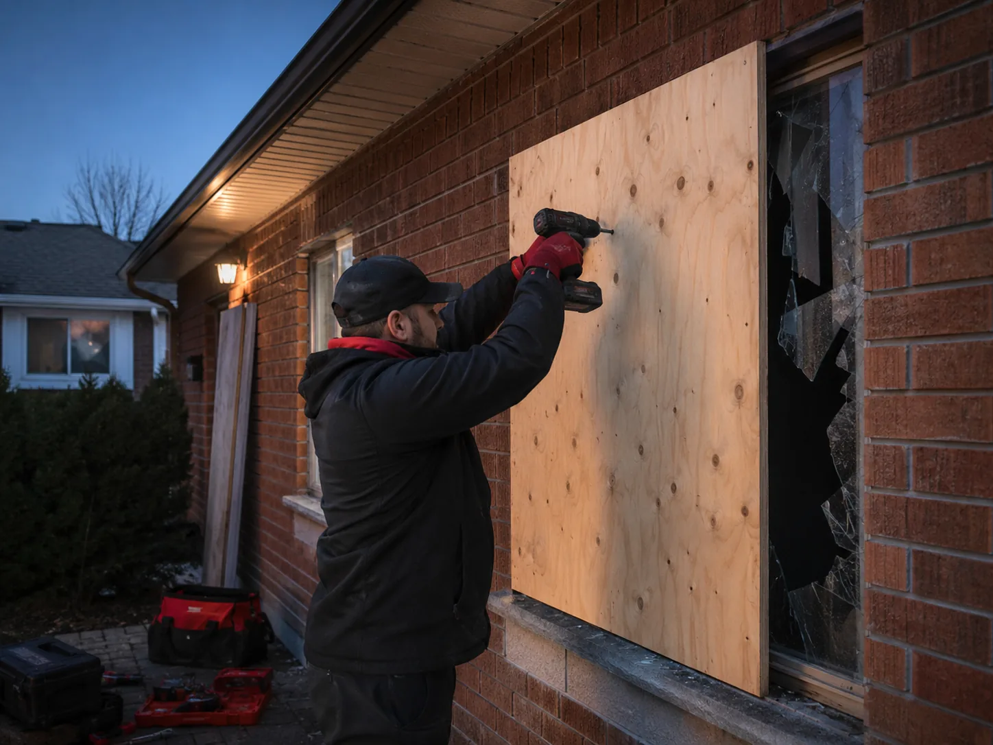 Emergency Board-Up and Tarping service in the Greater Toronto Area by Restoration Services GTA